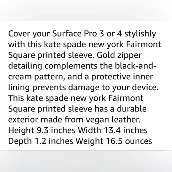 Kate Spade black and white Zip Sleeve for laptops or tablets - Picture 9 of 9